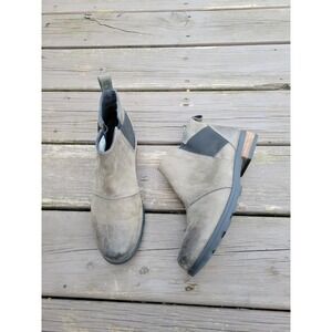 Sorel Emelie Chelsea Boots Grey Waterproof Leather Ankle Boots NL2671-053 Size 9
